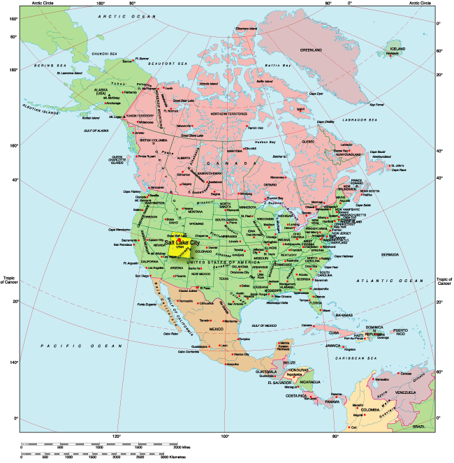 Landkarte Nordamerika