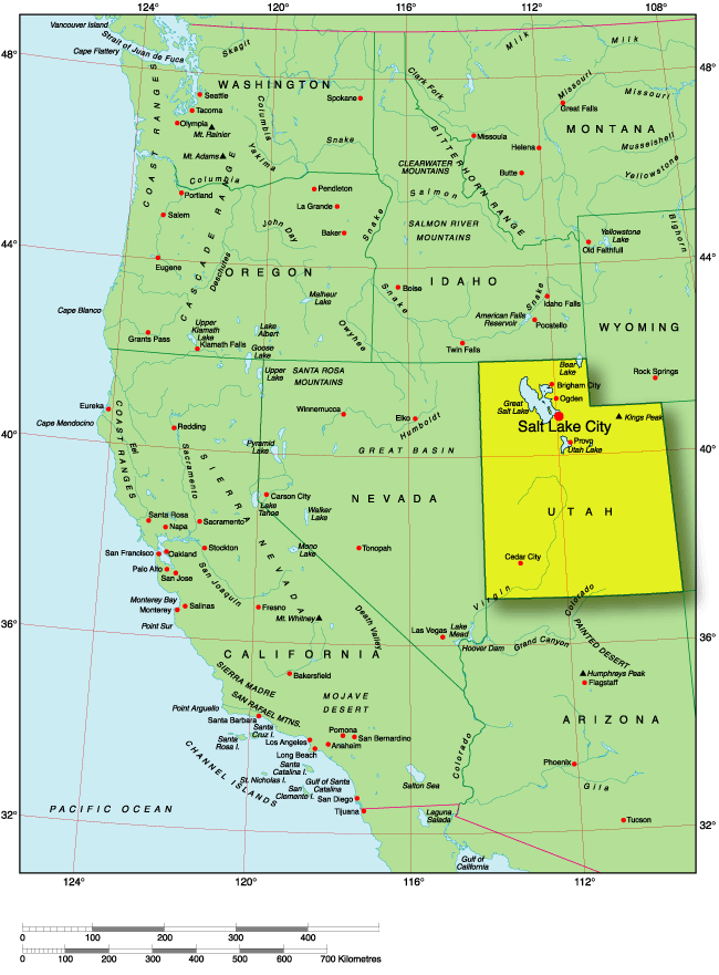 Landkarte USA Westen